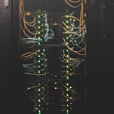 Wiring in a data center.