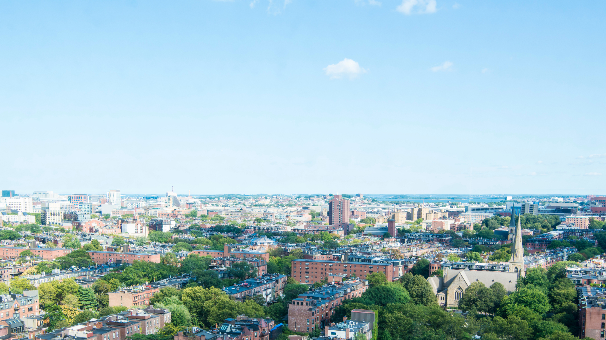Aerial view of a suburban landscape.